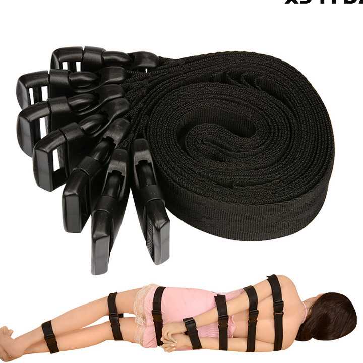 Tanie Komplet BDSM Nylon 7 sztuk - pełne ograniczenie ciała, fetys…
