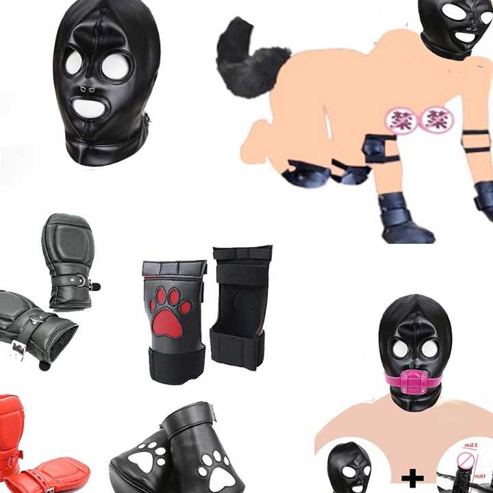 Tanie PU skóra SM maska na przyjęcie, pies łapa Crawl Glove BDSM B…