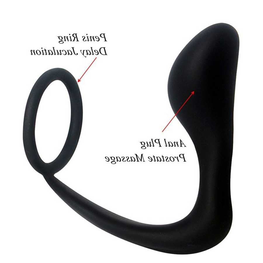 Tanie Silikonowy stymulator prostaty z korkiem analnym i pierścien… sklep