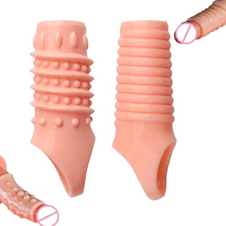 Tanie Wielokrotnego użytku silikonowy Penis powiększenie rękawem d… sklep